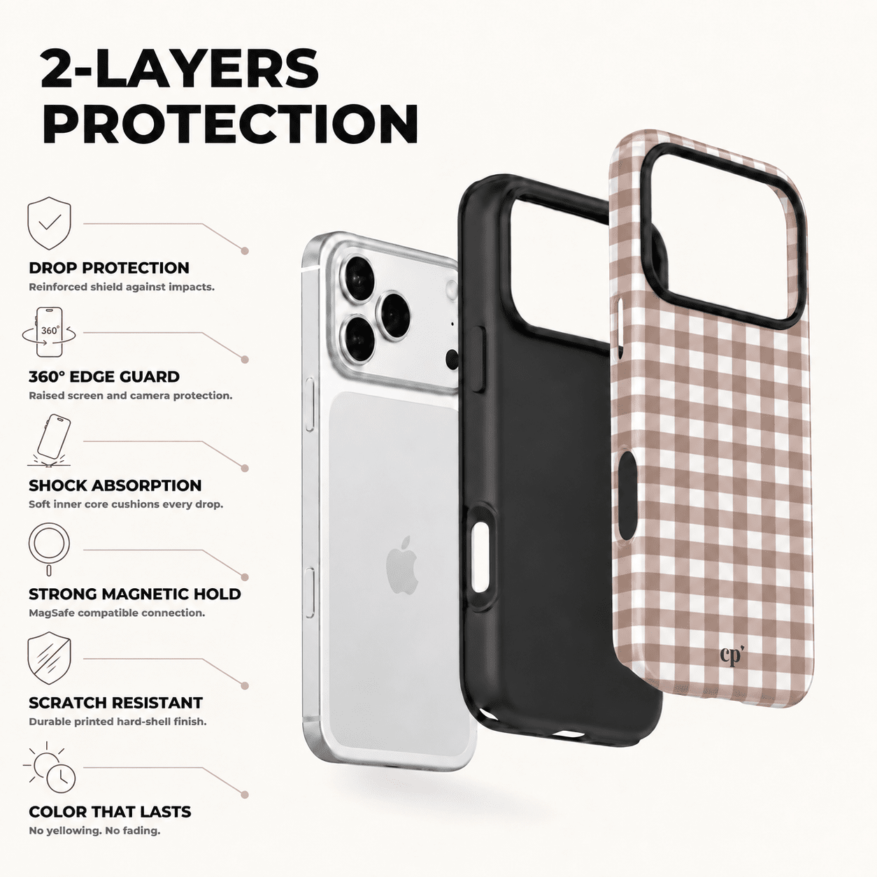 Cuppa Cafe Gingham phone case detail photo