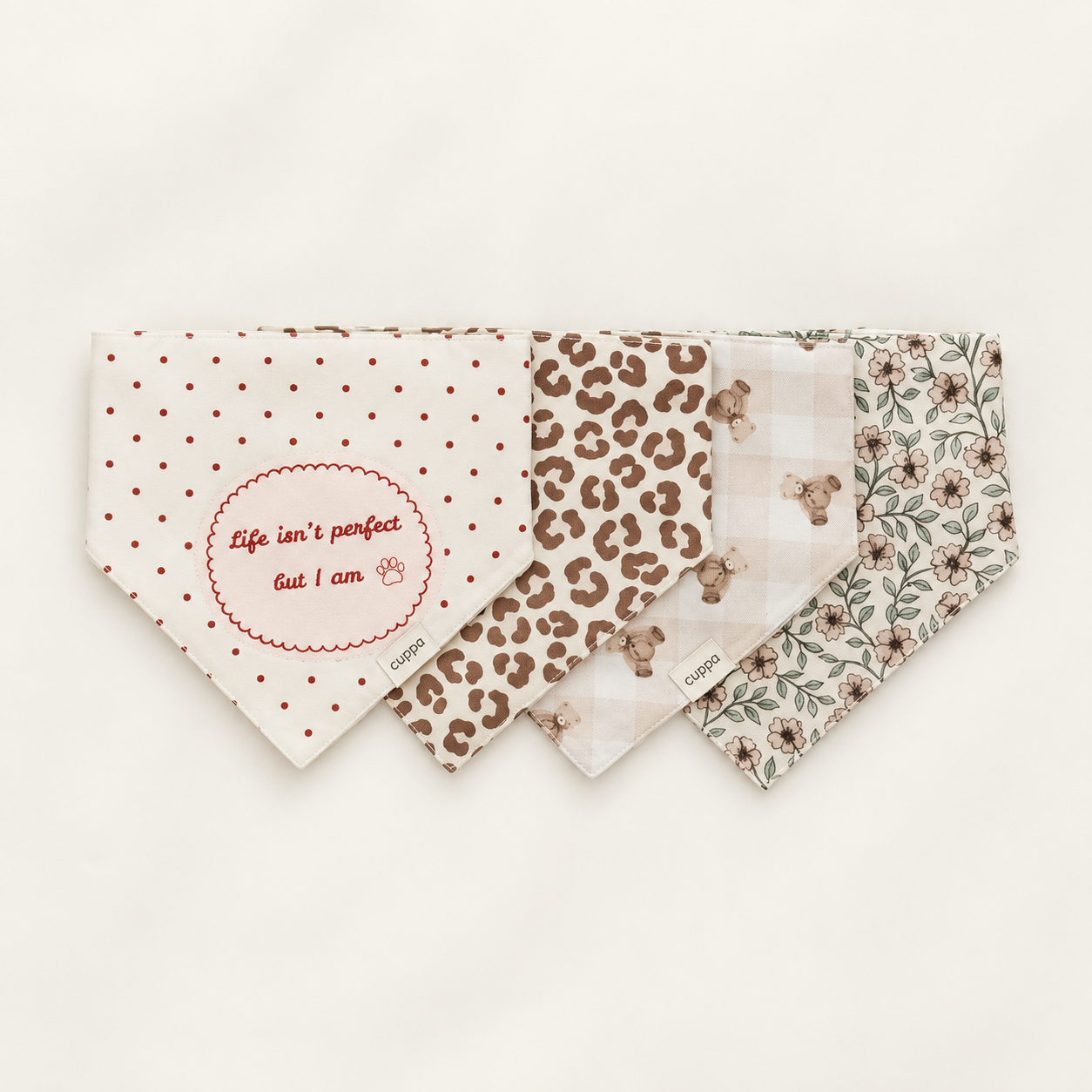 Cuppa Whimsical Teddy Bear Bandana pattern close-up