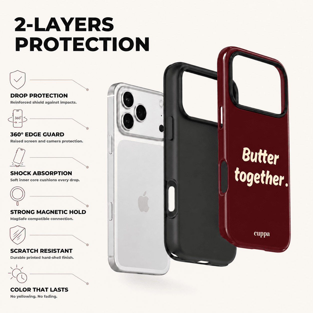 Cuppa Butter Together phone case pattern close-up
